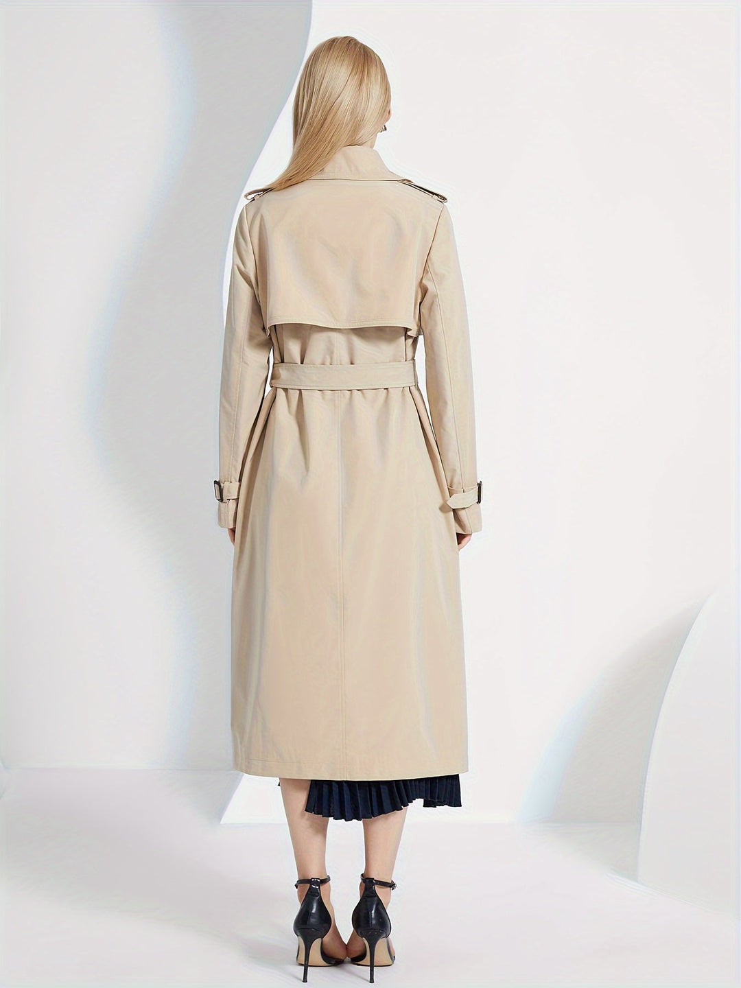 Drune | Langarm-Trenchcoat mit einfarbigem Gürtel-Design für Damen - Für den Alltag