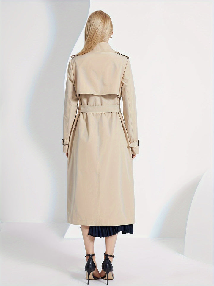Drune | Langarm-Trenchcoat mit einfarbigem Gürtel-Design für Damen - Für den Alltag