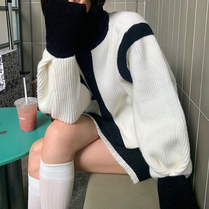 Drune | Kontrast Strickcardigan Weich und Warm Moderner Stil