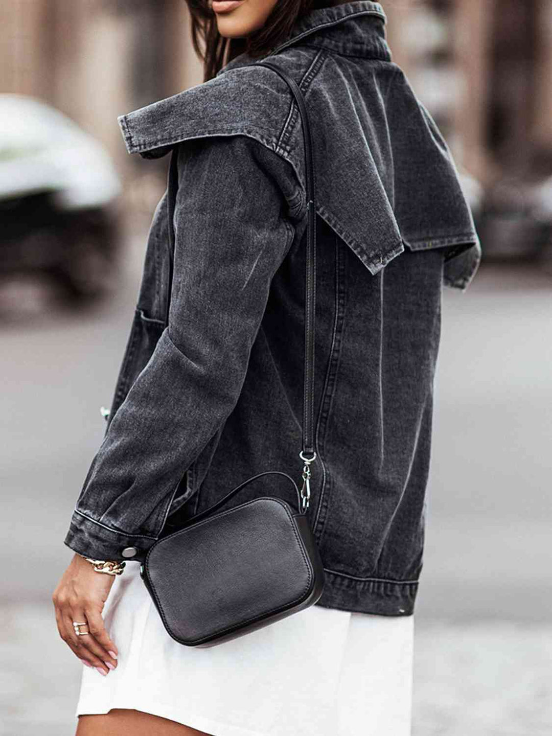Drune | Kragenhals Knopfverschluss Denimjacke