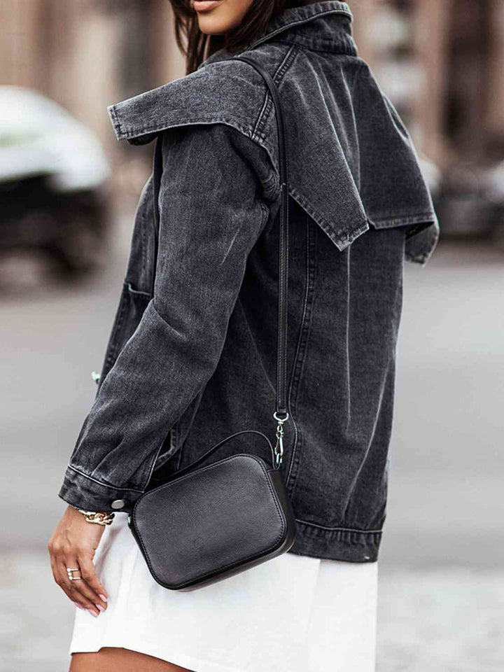 Drune | Kragenhals Knopfverschluss Denimjacke