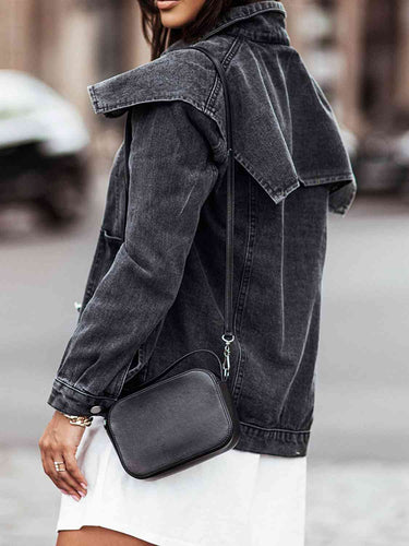 Drune | Kragenhals Knopfverschluss Denimjacke