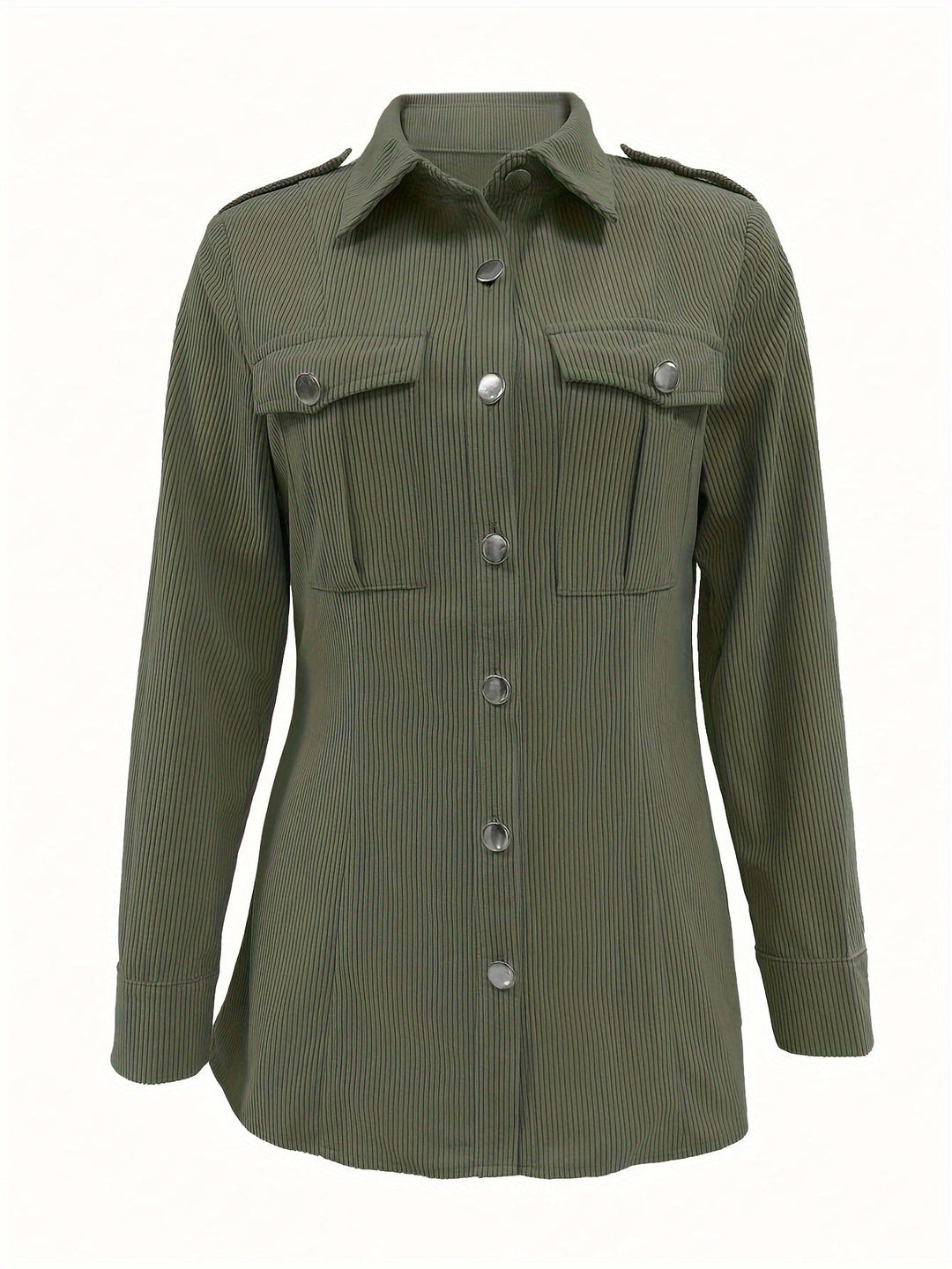 Drune | Lete Jacke Aus Cord mit Druckknöpfen Polyester Lässig und Trendy