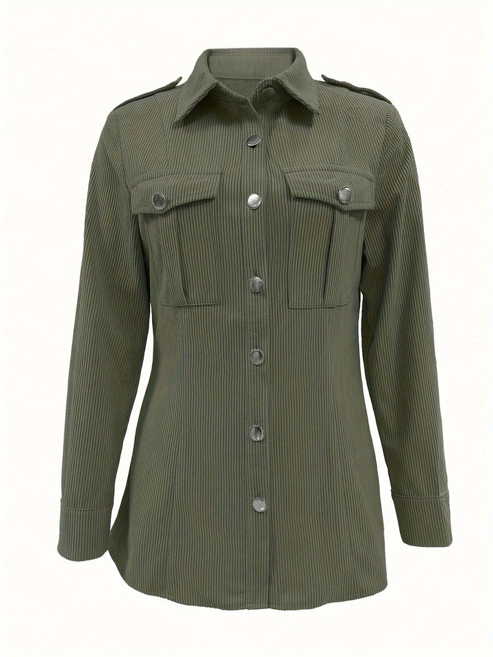 Drune | Lete Jacke Aus Cord mit Druckknöpfen Polyester Lässig und Trendy