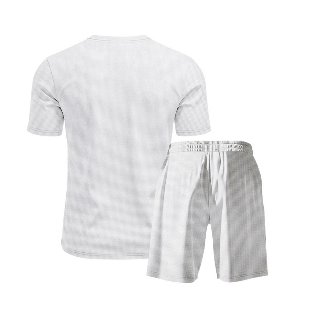 Drune | Waffel-Kurzarm-Shorts Zweiteiliges Set