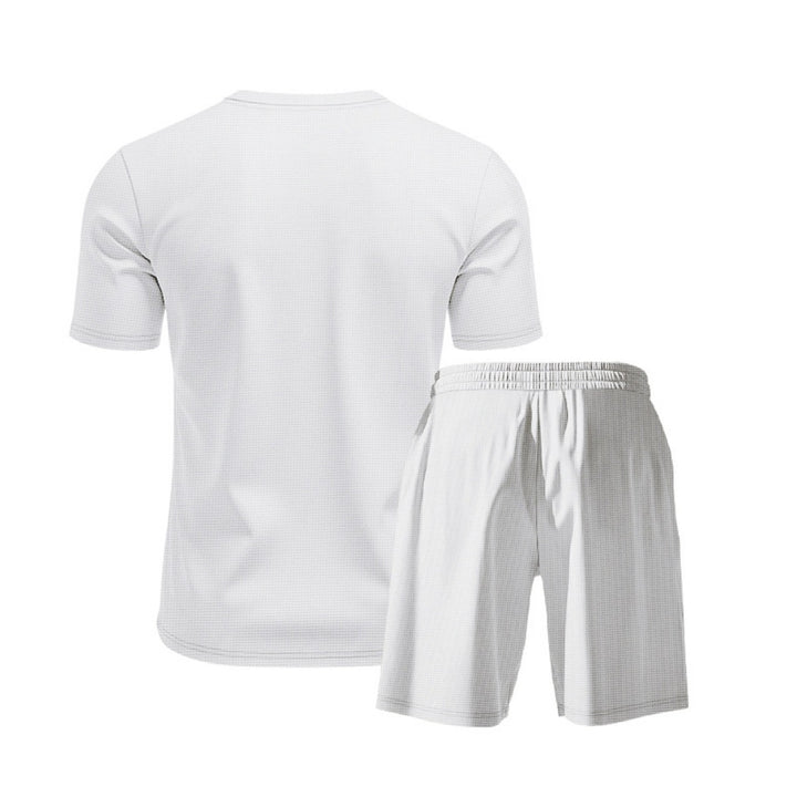 Drune | Waffel-Kurzarm-Shorts Zweiteiliges Set