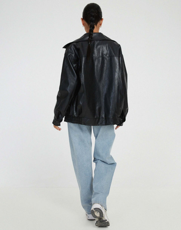 Drune | Übergroße Damen Kunstlederjacke