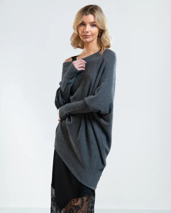 Drune | Asymmetrischer Damenpullover mit eleganter Drapierung