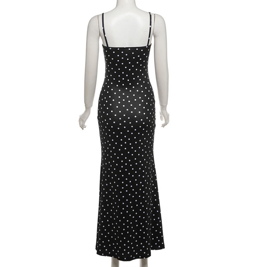 Drune | Kleid mit gepunkteten Strapsen mit Neckholder