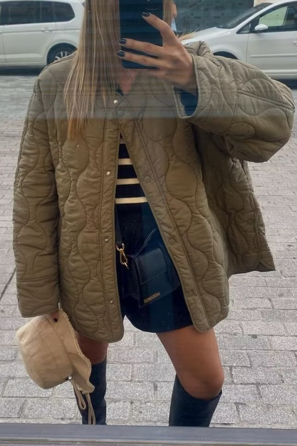 Drune | Farbe Lockere Runde Hals Gepolsterte Jacke
