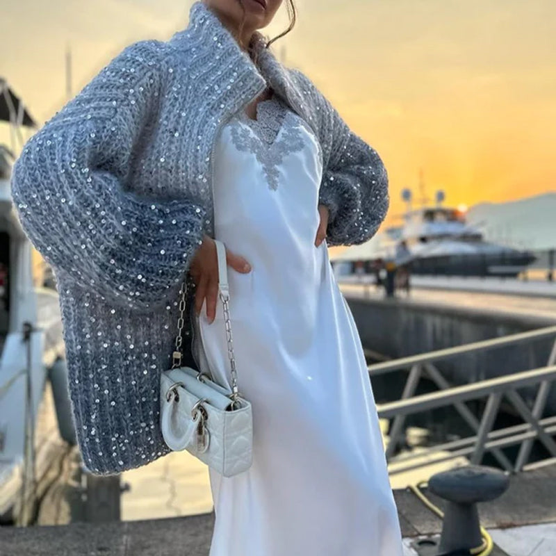 Drune | Strickjacke mit Glitzerpailletten