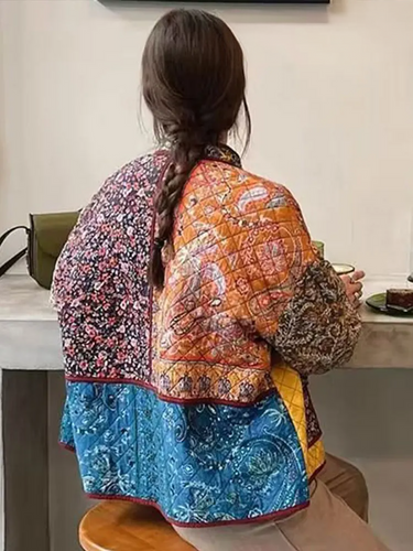Drune | Floral Print Coat With Patchwork Pockets