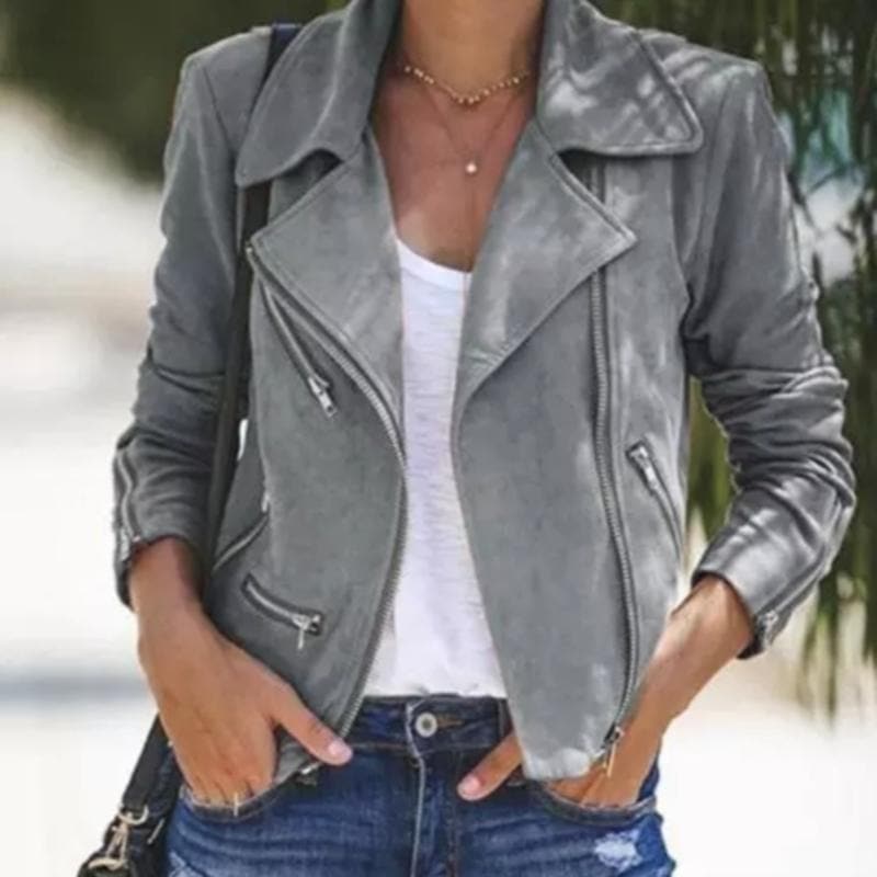 Drune | Kurze Wildlederjacke mit Reißverschlüssen Kunstleder Modern und Stylisch