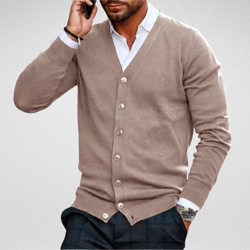 Drune | Modischer Business Strickjacke Mit Druckknopfleiste