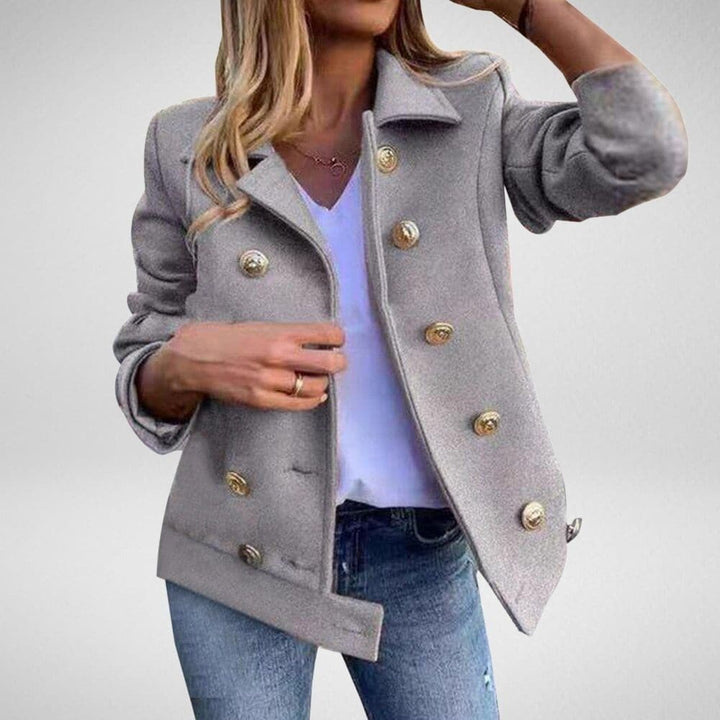 Drune | Peacoat Doppelreiher Taillierte Passform Breite Revers Elegante Knöpfe