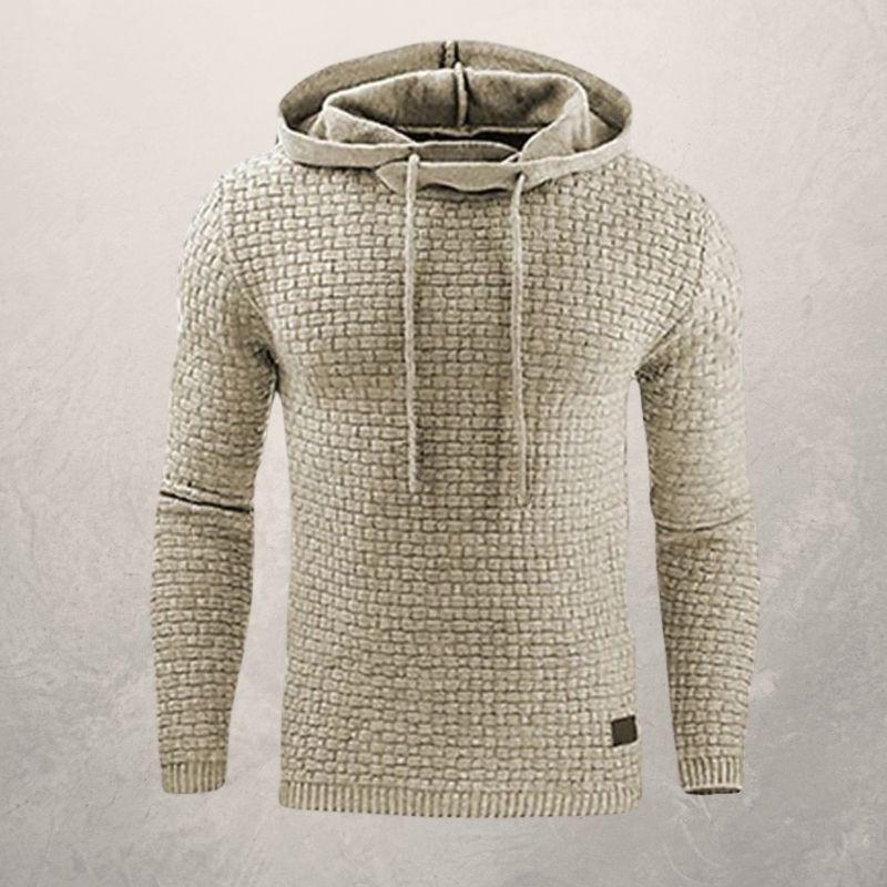 Drune | Slim Fit Kapuzenpullover Korbmuster Strick Kapuzenpullover
