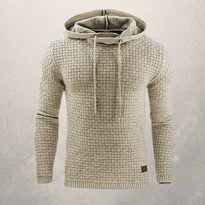 Drune | Slim Fit Kapuzenpullover Korbmuster Strick Kapuzenpullover