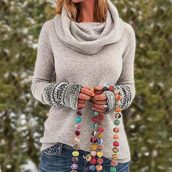 Drune | Wolle Cowl Neck Pullover Sweatshirt Lässiger Schnitt Pullover