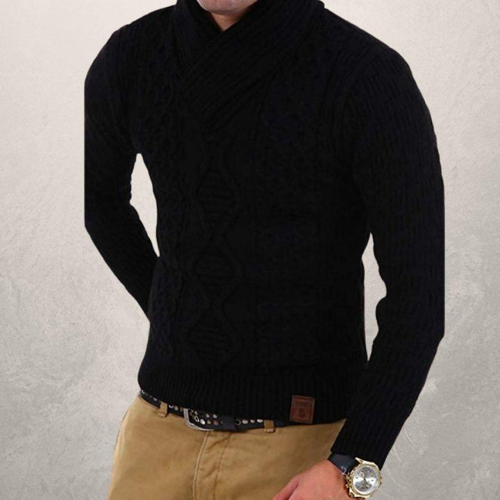 Drune | Wollschal Kragen Pullover Kabelstrick Winterpullover