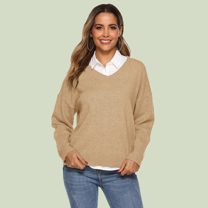 Drune | Strickpullover - V-Ausschnitt - Lockere Passform - Lange Ärmel - Weich und Bequem