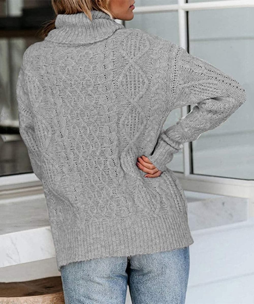 Drune | Strickpullover Zopfstrick Hoher Kragen Langarm Lockere Passform