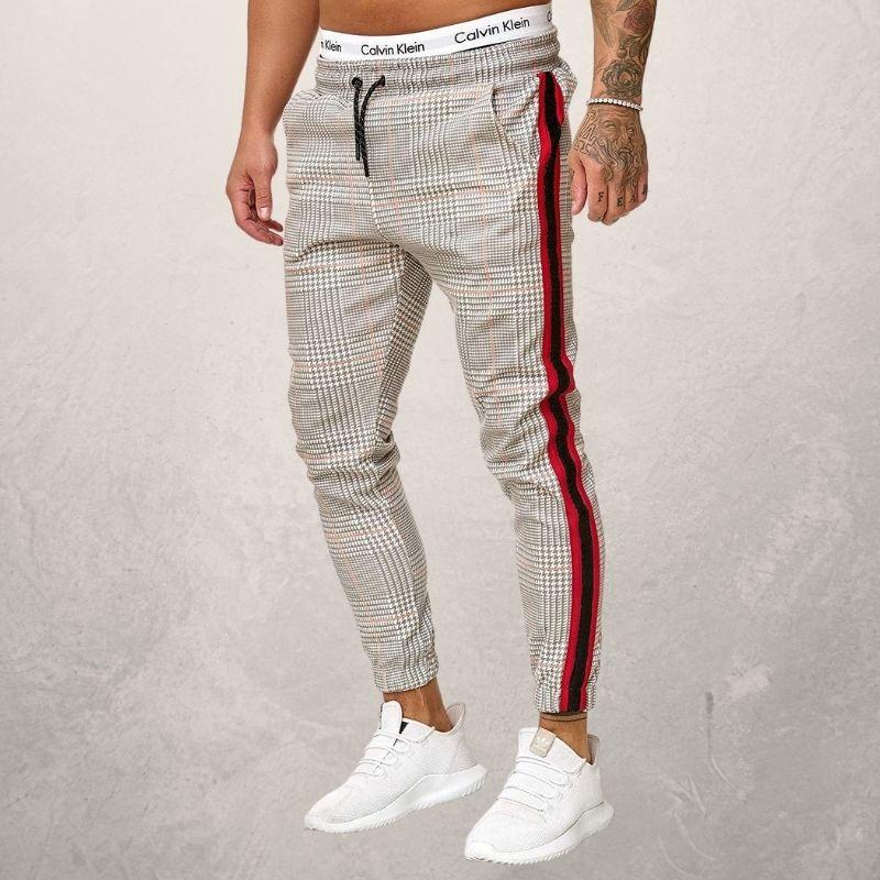Drune | Jogginghose Slim Fit Elastischer Bund Mit Kordelzug Strukturiertes Material Seitenstreifen