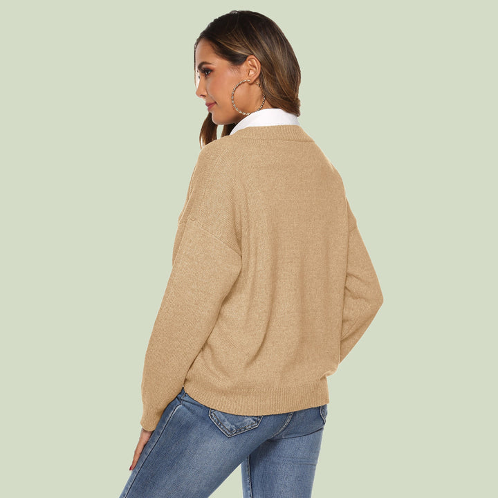 Drune | Strickpullover V-Ausschnitt Relaxed Fit Lange Ärmel Weich Und Bequem