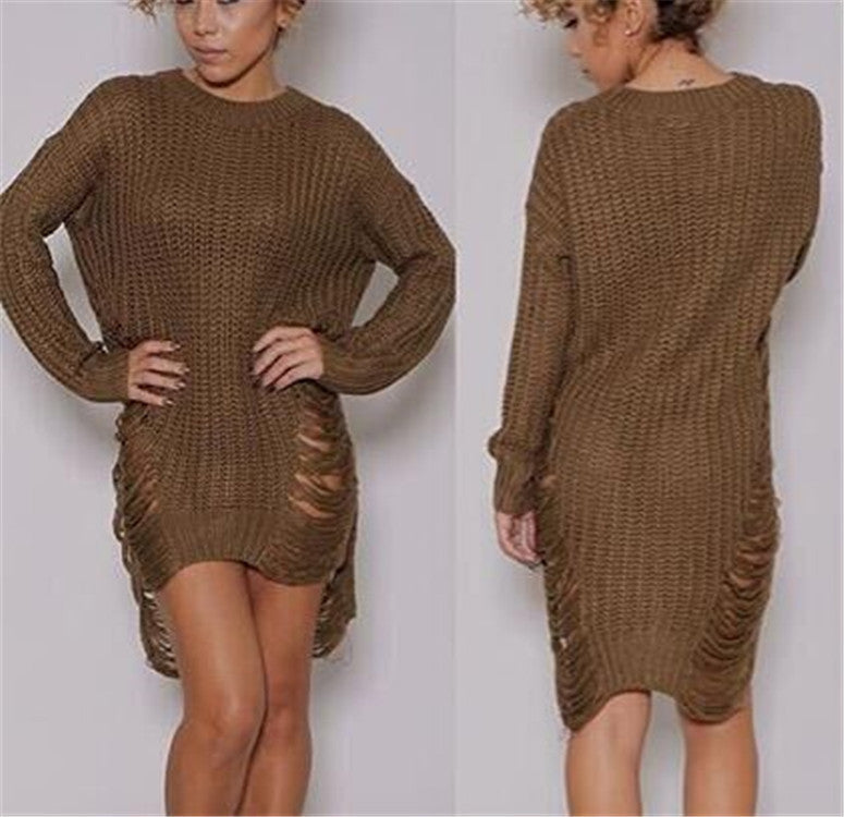Damen Strickkleid mit raffinierten Cut-Out-Details und lockerer Passform Drune