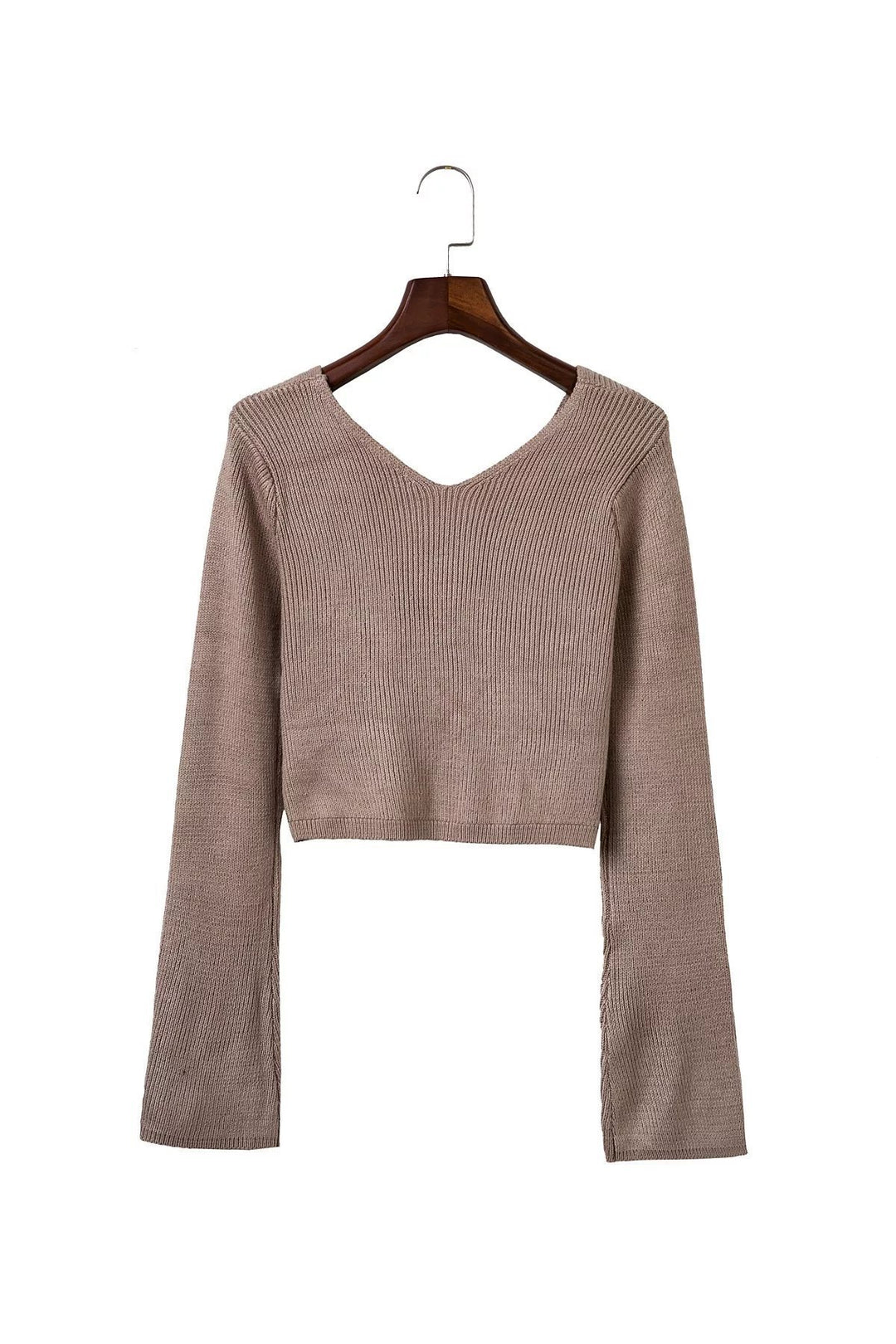 Damen Kurzer Pullover mit weitem Kragen und raffinierter Rippstruktur Drune