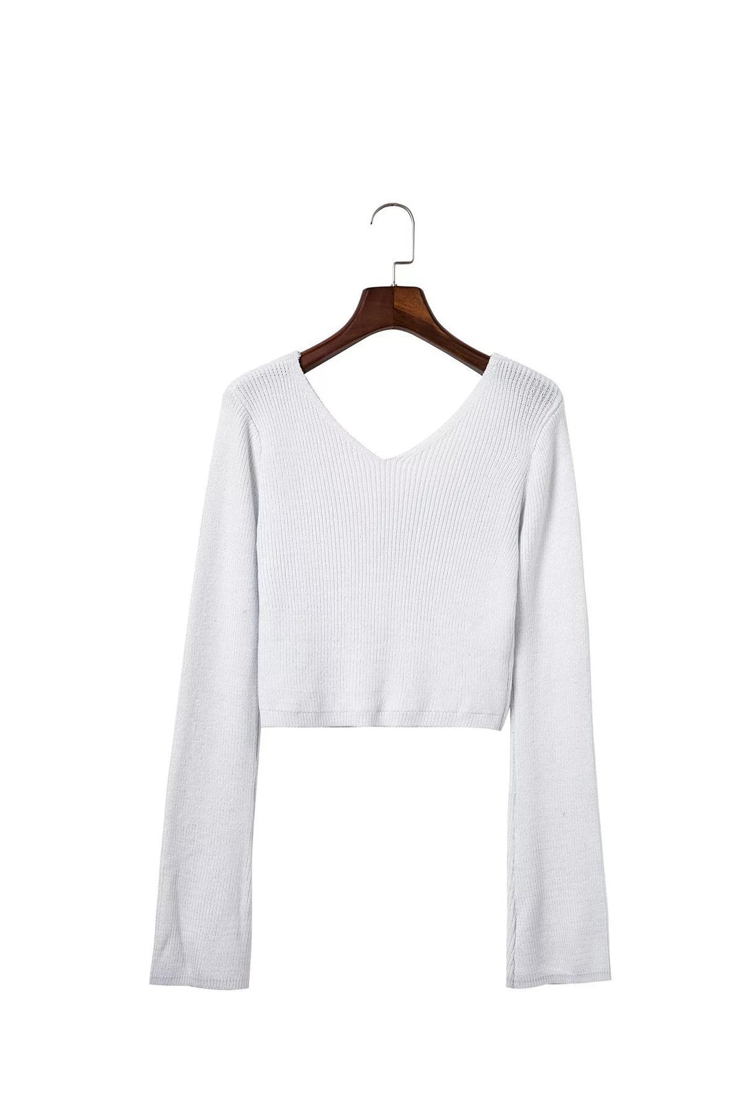Damen Kurzer Pullover mit weitem Kragen und raffinierter Rippstruktur Drune