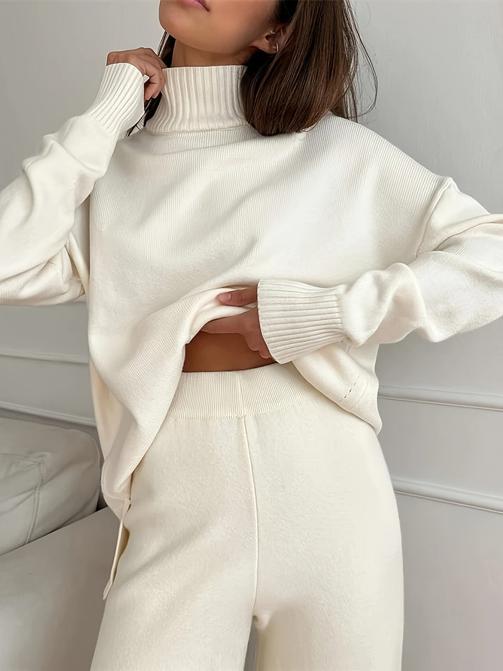 Drune | Einfarbiges Pullover Und Gestricktes Outfit Set Für Damen - Perfekt Für Freizeitkleidung