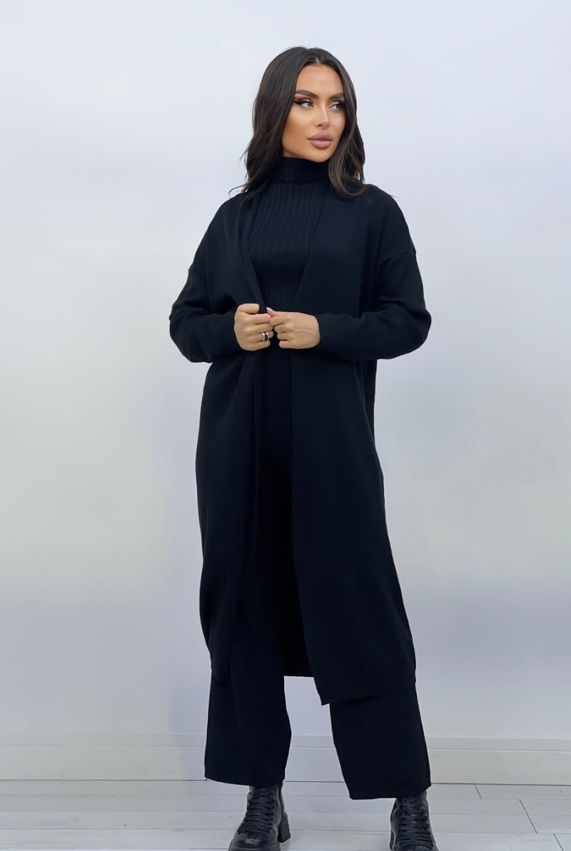Drune | Damen Luxus 3 Teiliges Strick Co Ord Satz Weich & Dehnbar