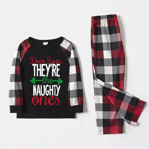 Drune | Weihnachts passende Familienpyjamas Buchstaben Druck Schwarz Weiß Karos Pyjama Set 2025