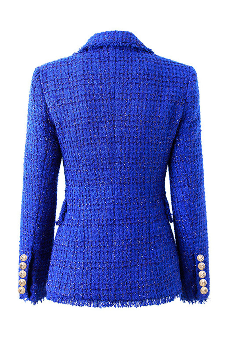 Drune | Tweed Blazer Königsblau Goldknöpfe Stilvoll und Exklusiv