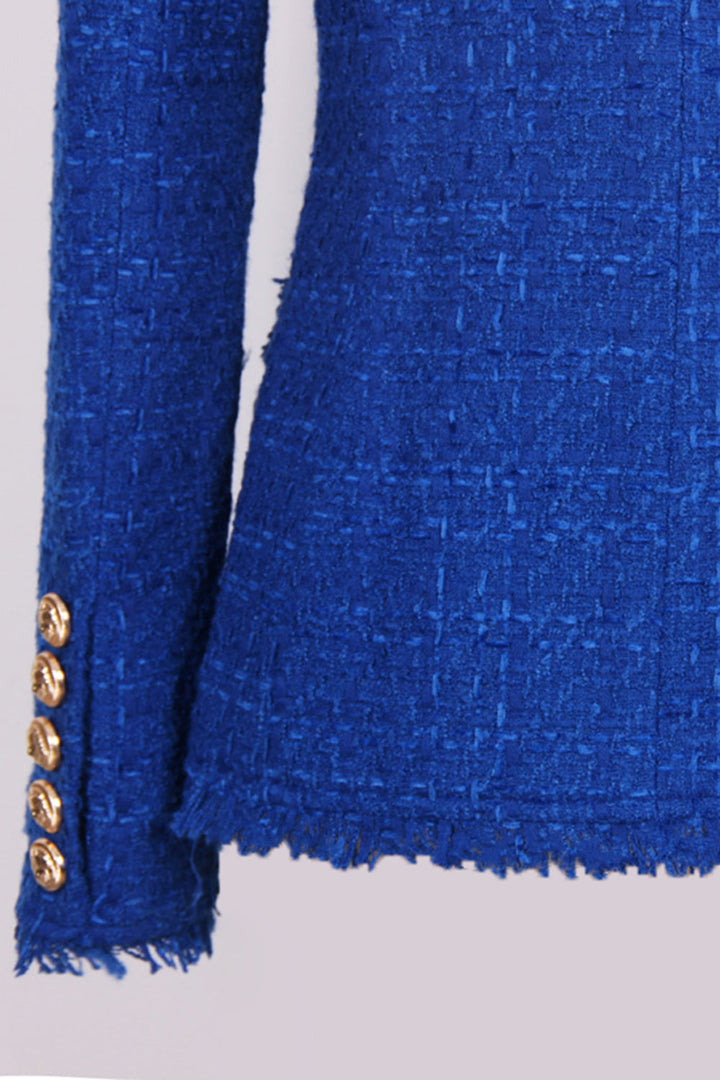Drune | Tweed Blazer Königsblau Goldknöpfe Stilvoll und Exklusiv