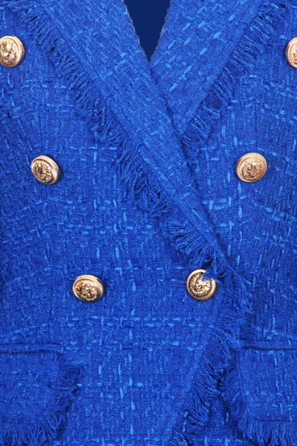 Drune | Tweed Blazer Königsblau Goldknöpfe Stilvoll und Exklusiv