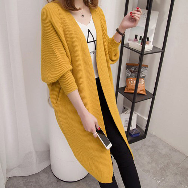 Damen lässiger Strickcardigan mit offenen Front und tiefen Taschen Drune