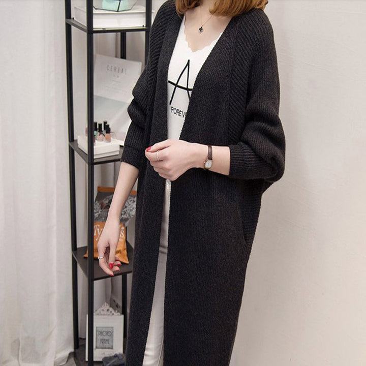 Damen lässiger Strickcardigan mit offenen Front und tiefen Taschen Drune