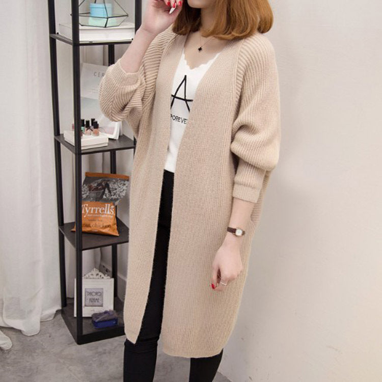 Damen lässiger Strickcardigan mit offenen Front und tiefen Taschen Drune