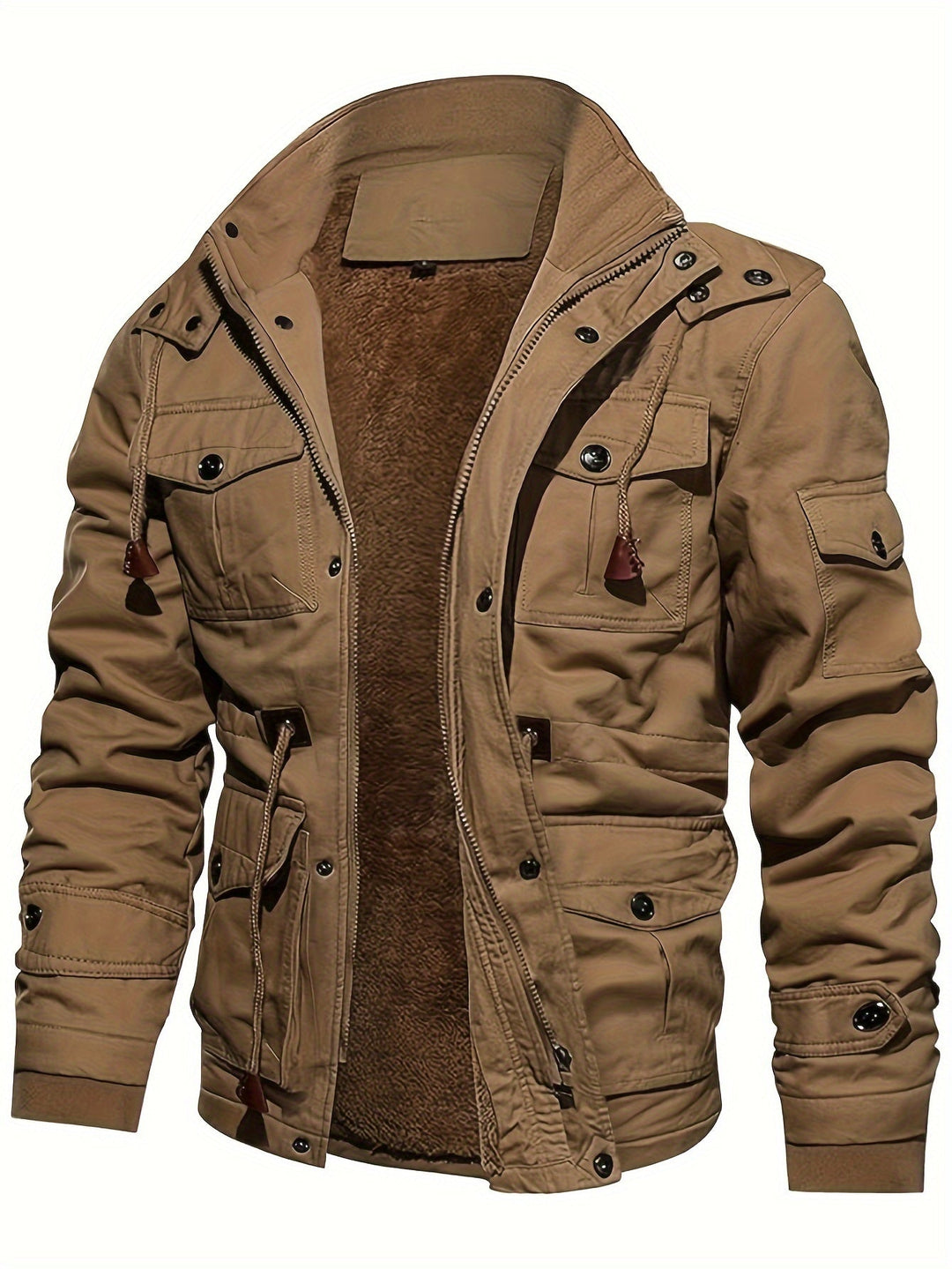 Drune | Warme Fleece Kapuzen-Cargo-Outdoorjacke Für Herren - Perfekt für Outdoor-Aktivitäten