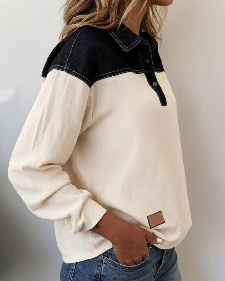 Drune | Lässig Revers Denim Patchwork