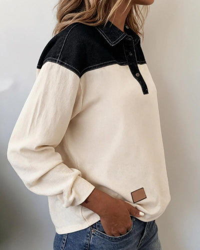 Drune | Lässig Revers Denim Patchwork