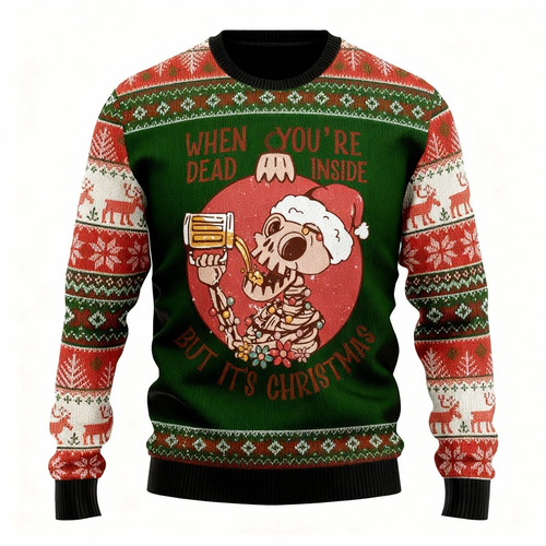 Drune | Süßes Skull-Print - Festival der Feiertagsdrucke Hässlicher Pullover
