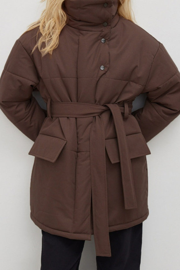 Drune | Baumwolle Krawatten Taille Puffer Jacke