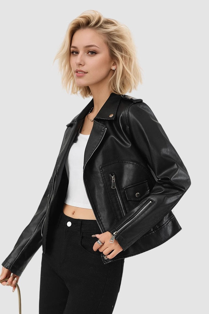 Drune | PU Leder Reißverschlussjacke