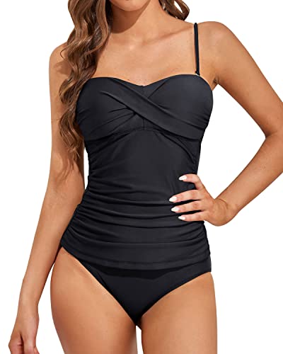 Drune | Twist Front Bandeau Tankini Mit Push up Cups Für Frauen