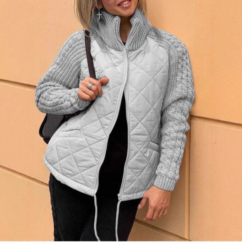 Drune | Cozy quilted jacket with knitted sleeves for women