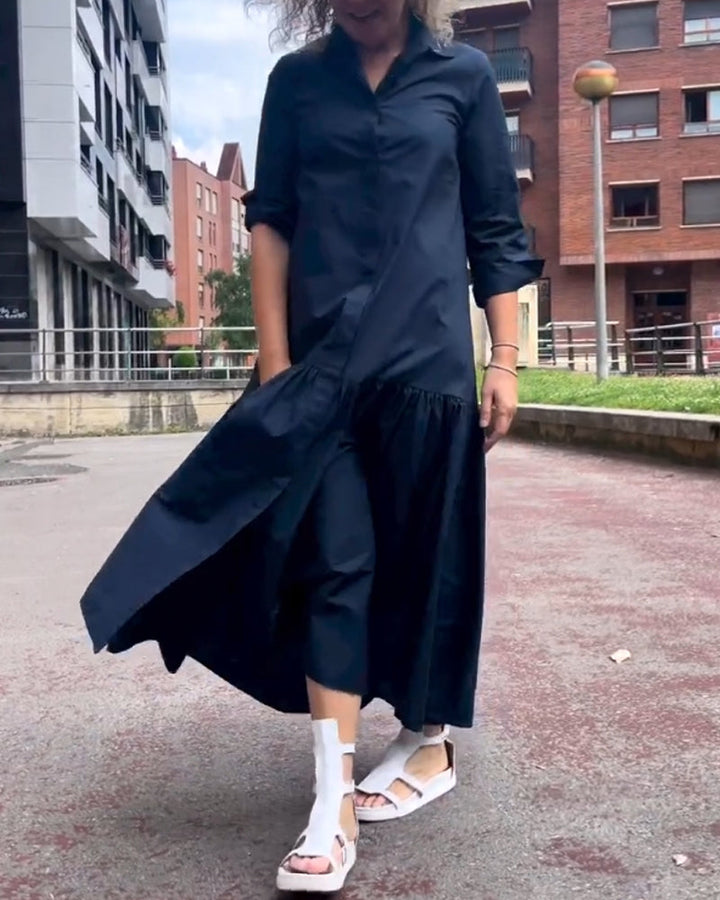 Drune | Einfarbiges Lässiges Langarmkleid