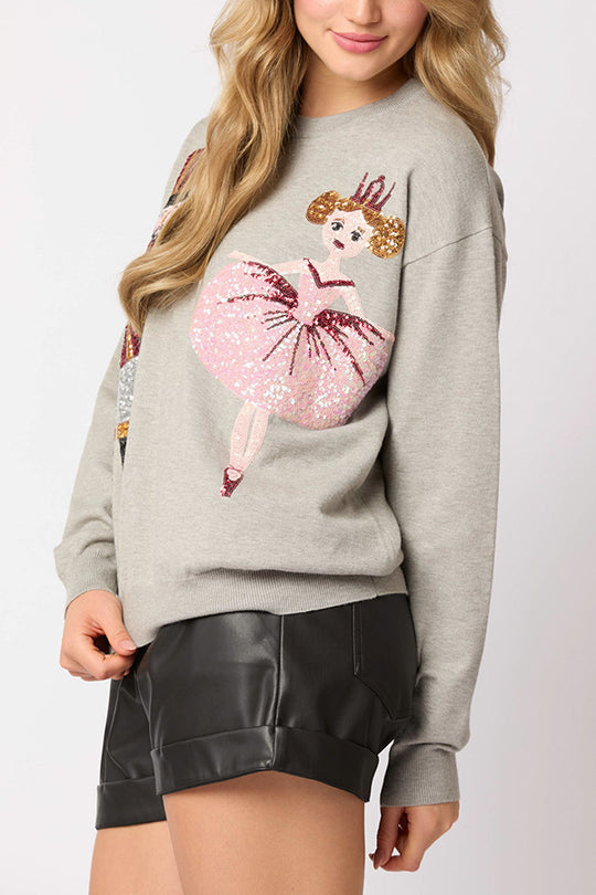 Drune | Weihnachtssoldat Pailletten Mode Lässiger Sweatshirt