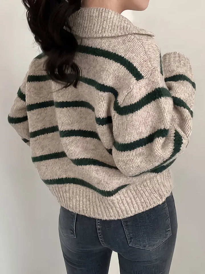 Drune | Gestreifter Strickpullover mit V-Ausschnitt